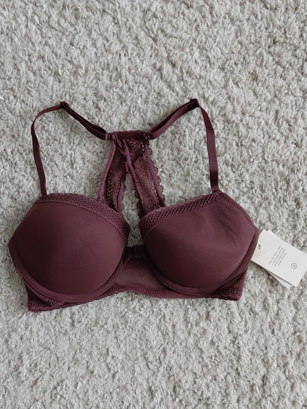 Auden Lace Racerback Bra Burgundy